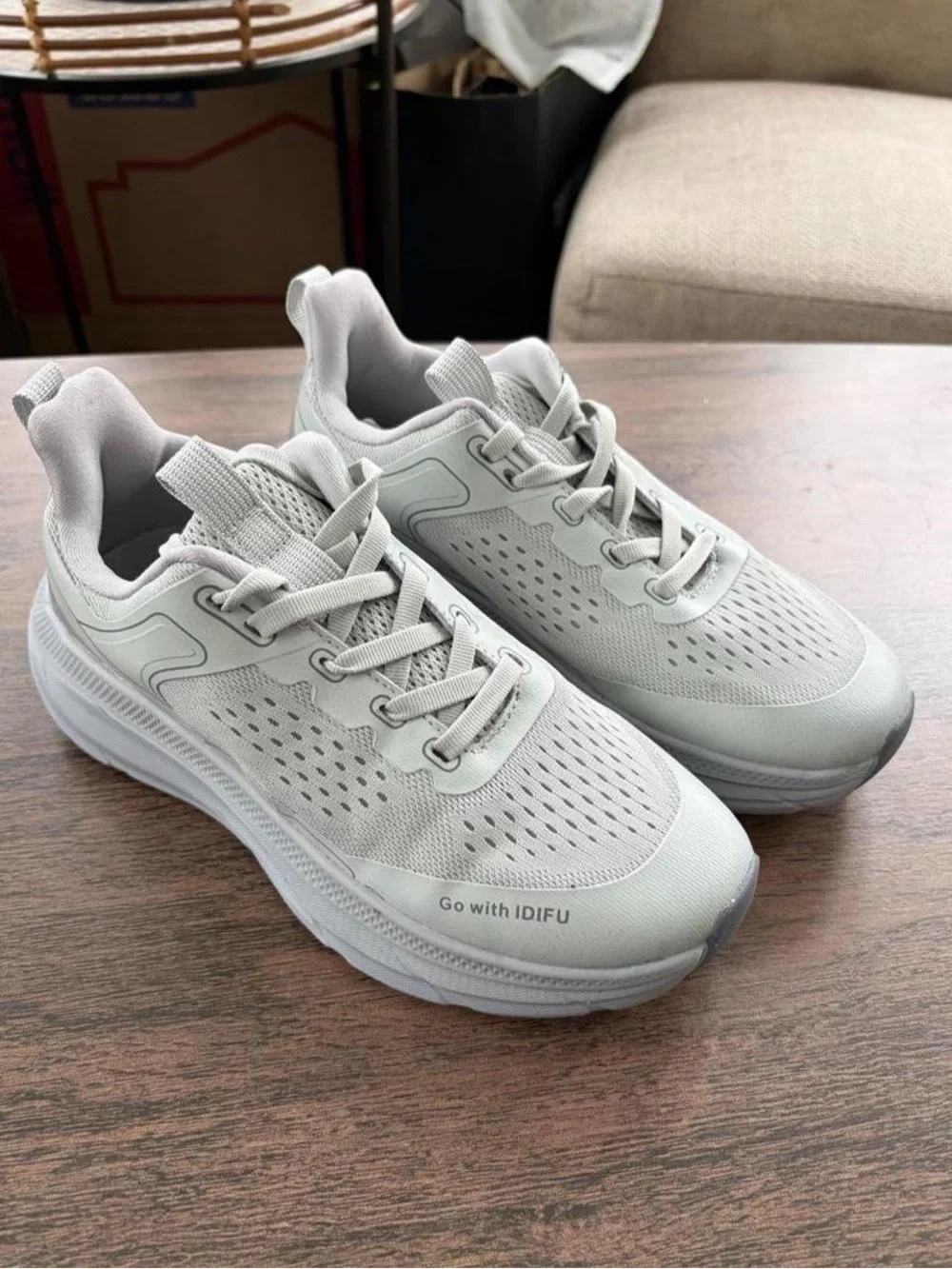 White Athletic Trainer Sneakers with Grey Accents